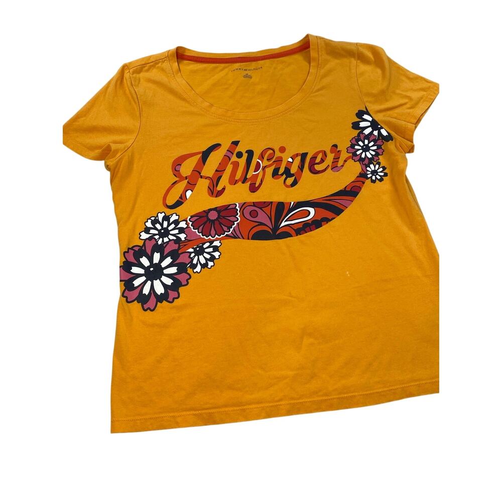 Tommy Hilfiger Floral Paisley Logo Tee • SP • Mustard Yellow • 100% Cotton